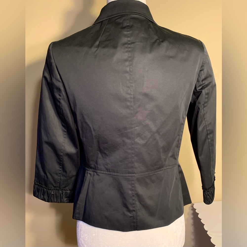 EUC “Shacket” (Jacket/Shirt): Snap Close, Peplum, Subtle Sheen, Ruffle Placket - Picture 3 of 11